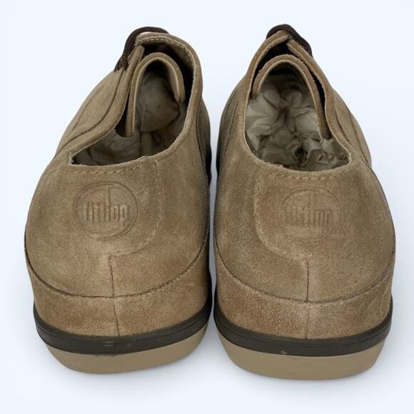 FitFlop Mens Lewis Suede Lace up Pebble Tan Suede Oxford Sneaker Comfort SZ 11 main image 4